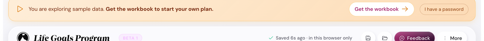 The demo banner across the top of the app
