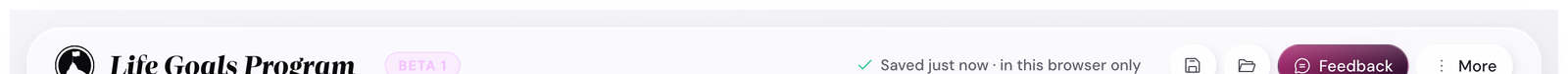 The full topbar showing brand, save status, Feedback, Save, Load, and More buttons