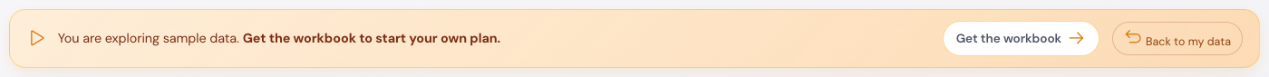 The demo banner across the top of the app showing the Back to my data button