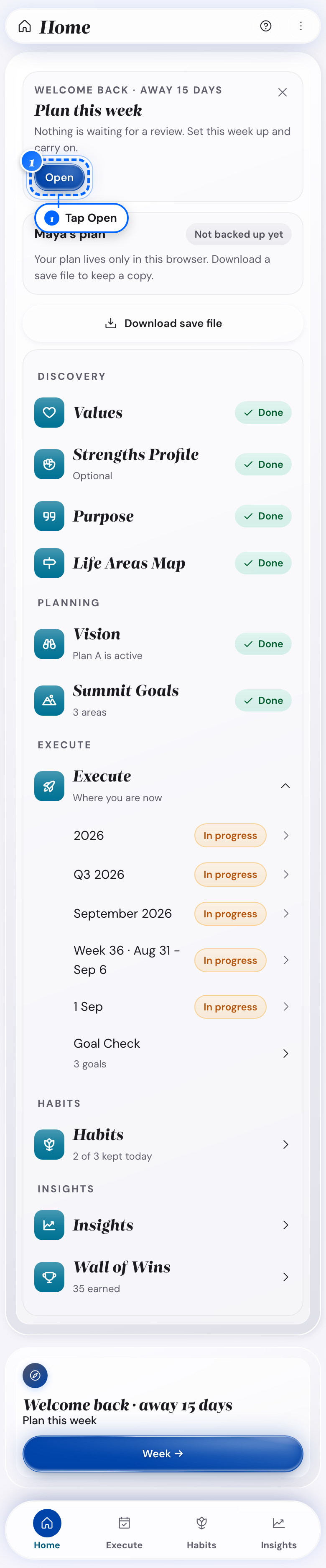 The open reviews list on the phone