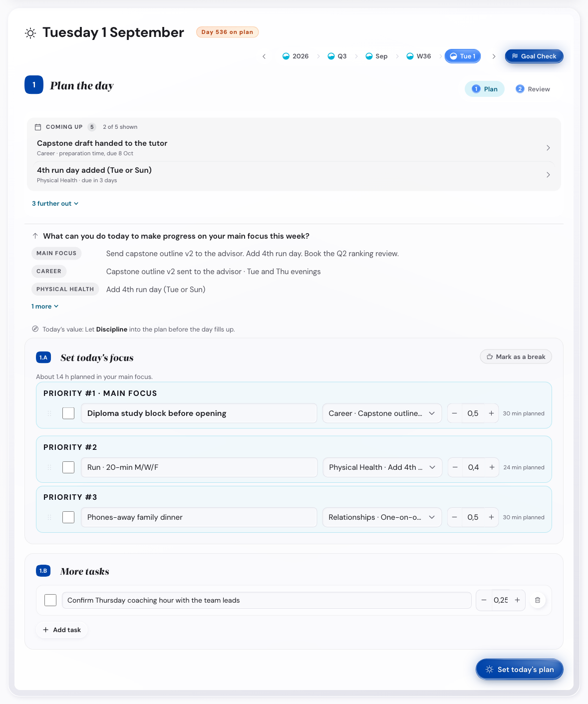 The open reviews list on a computer