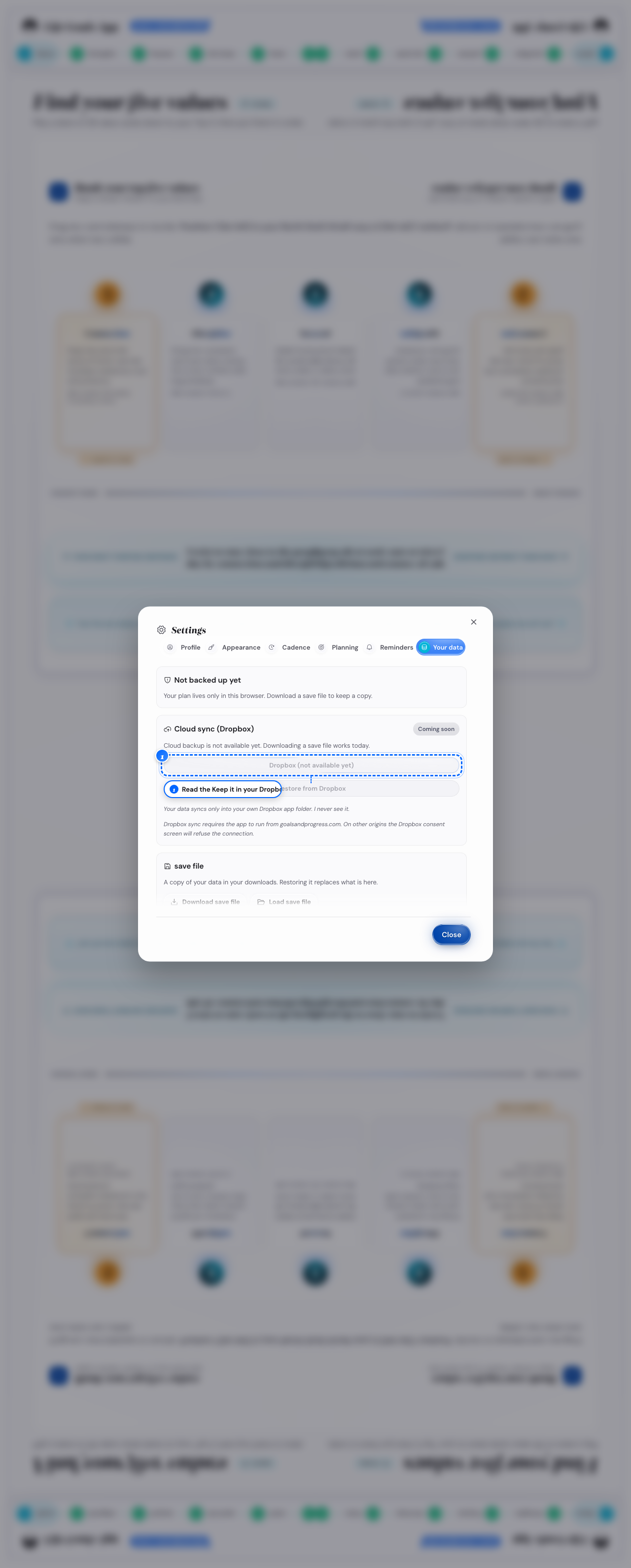 The Dropbox card on a computer