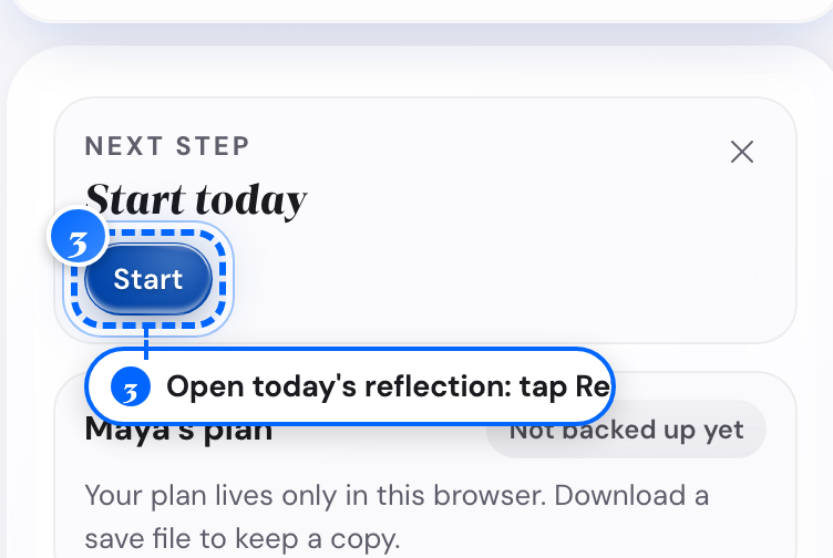 Reflect on today on the Home tab of a phone