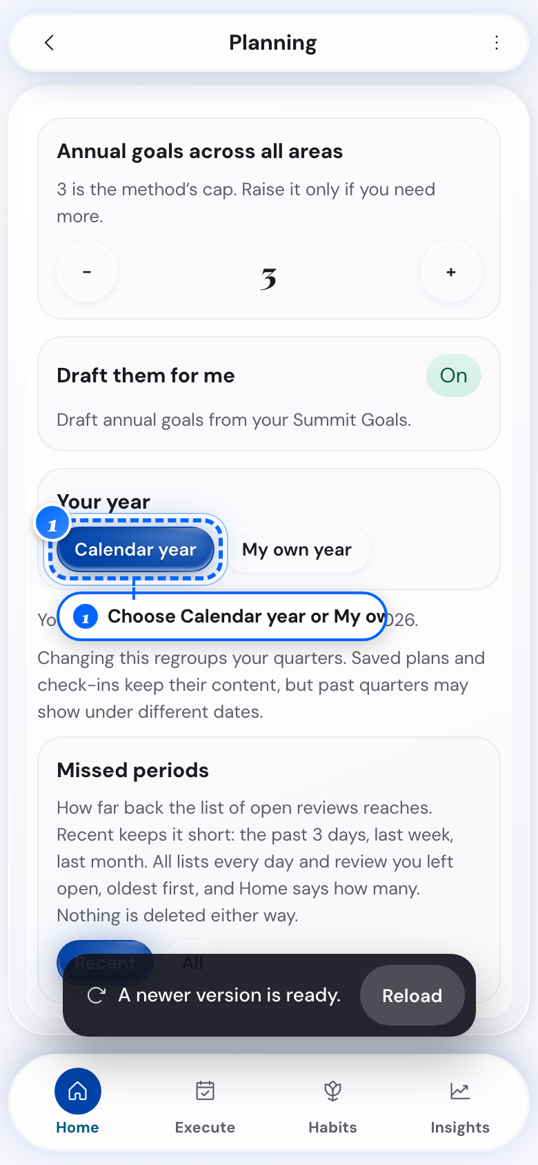 The year choice on the phone