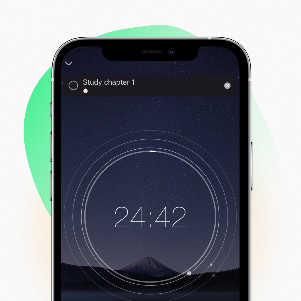 a cell phone with a screen showing the focus to-do app