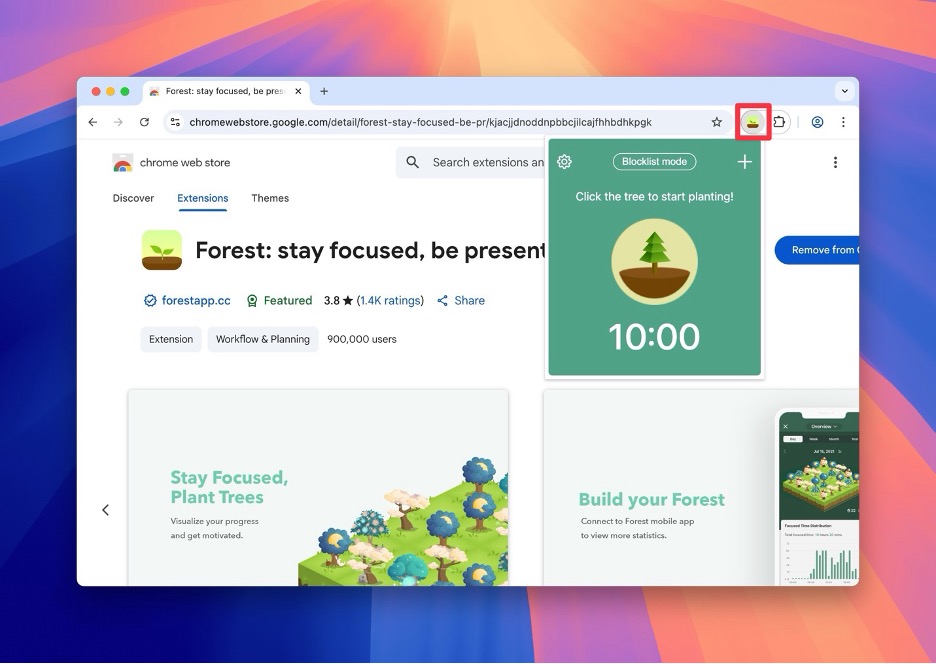 Boost Your Focus with the Forest App: A Path to Better Productivity 7 screenshot of the forest app - Chrome Browser Extension