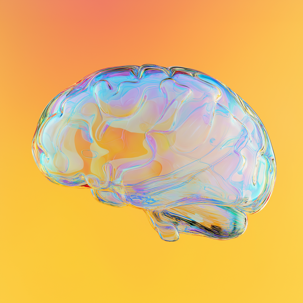 a close up of a stylized glass brain