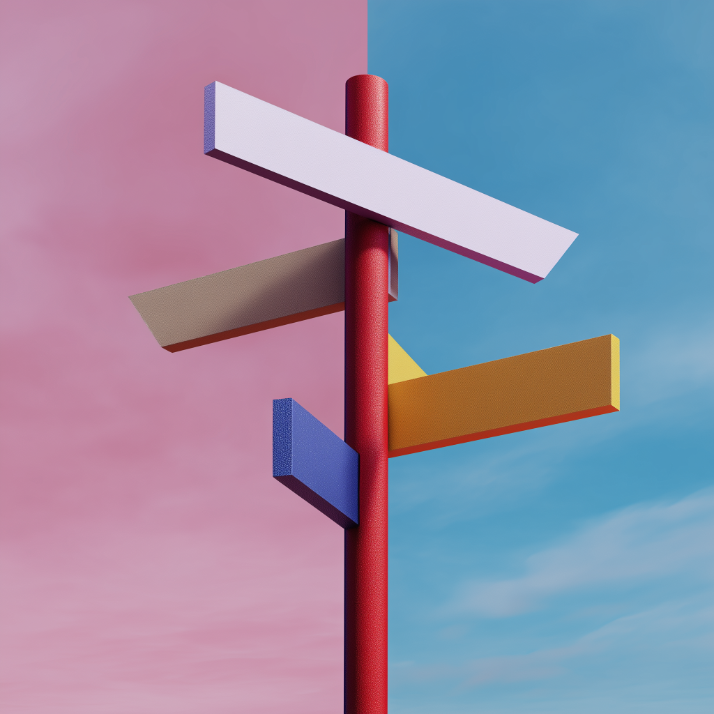 a sign post with different colored signs