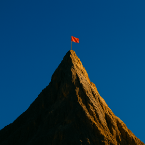 a flag on top of a mountain
