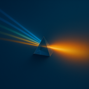 a prism with light coming out of it