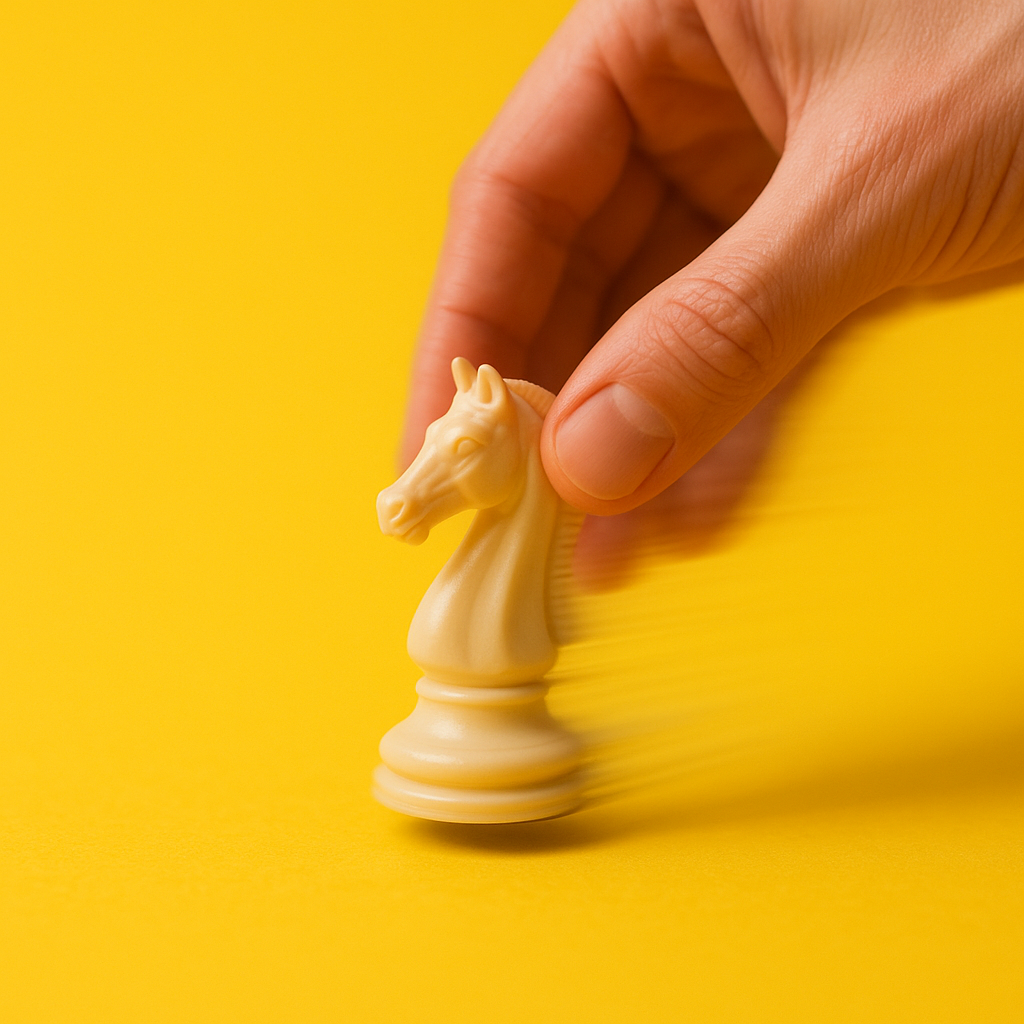 a hand holding a chess piece