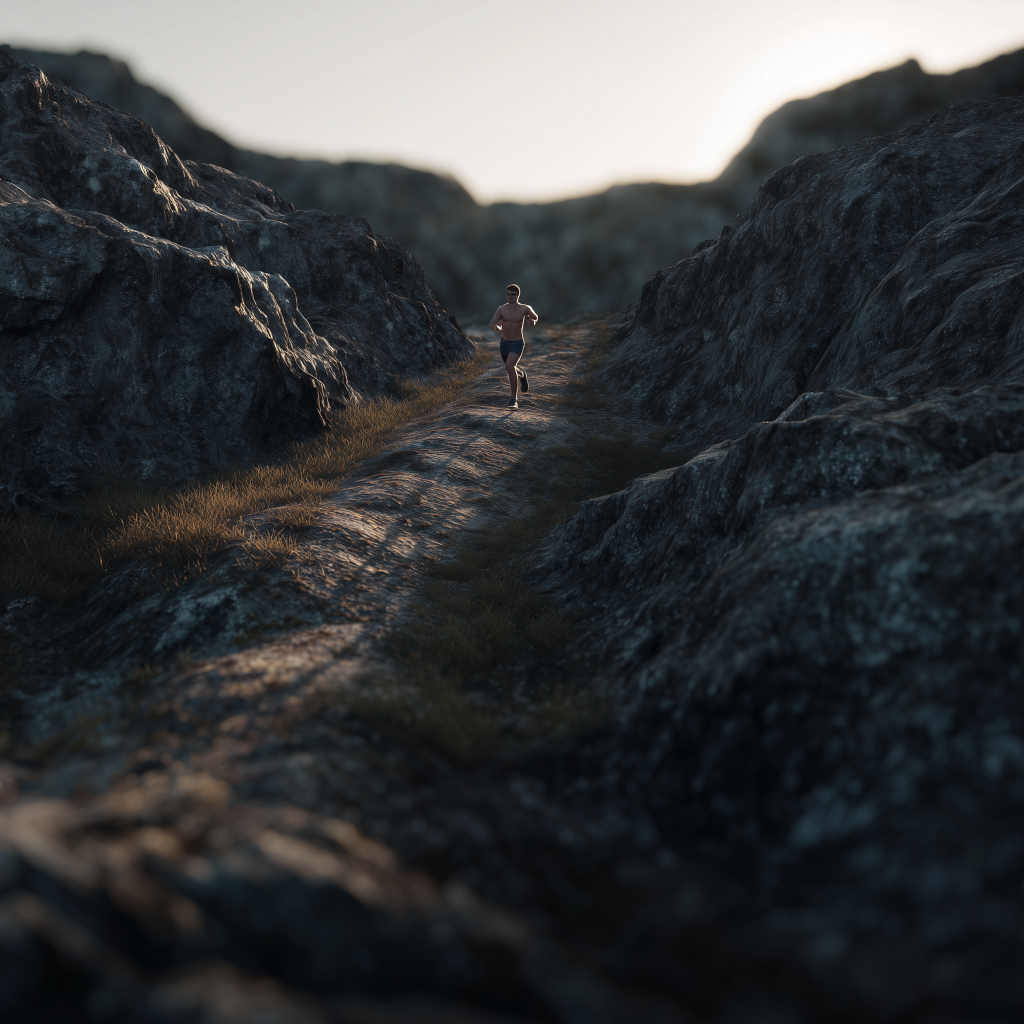 a person running on a rocky trail