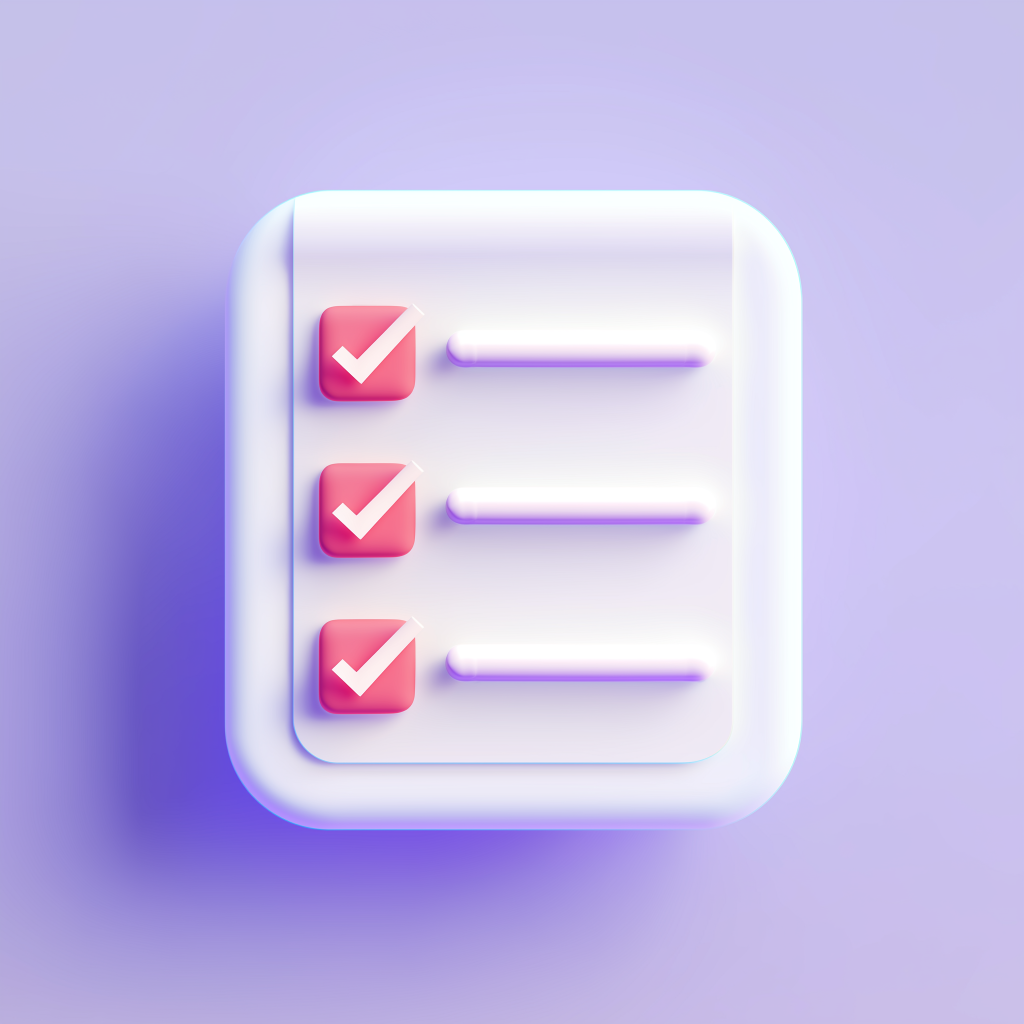 a white square with red check marks