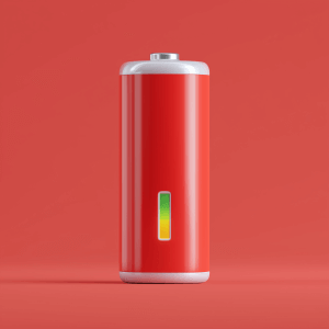 Red battery with energy level indicator