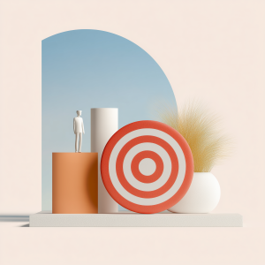 Minimalist display with target and figure