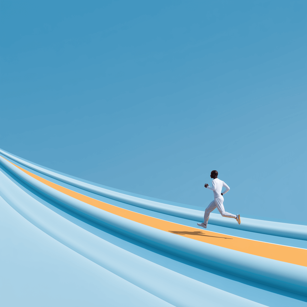 Runner on a colorful abstract track.