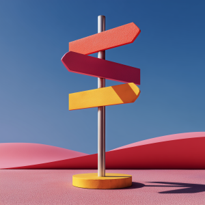 a sign post, symbolizing different directions