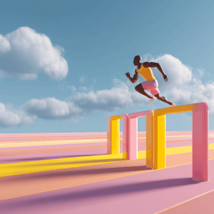 A person jumping over hurdles