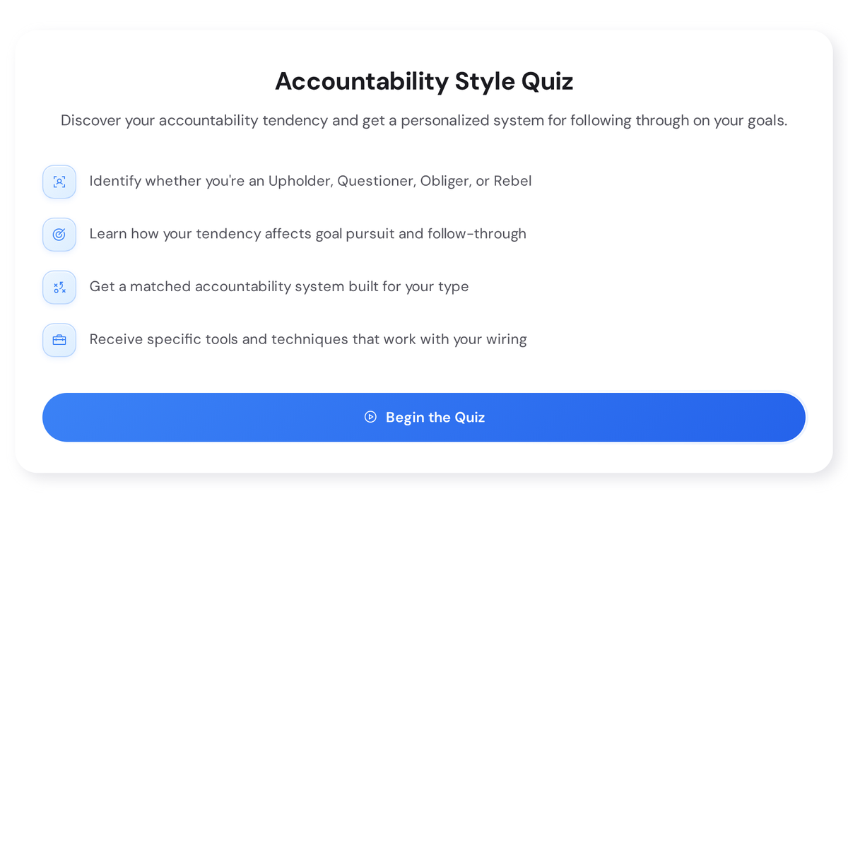 Accountability Style Quiz - free interactive planning tool
