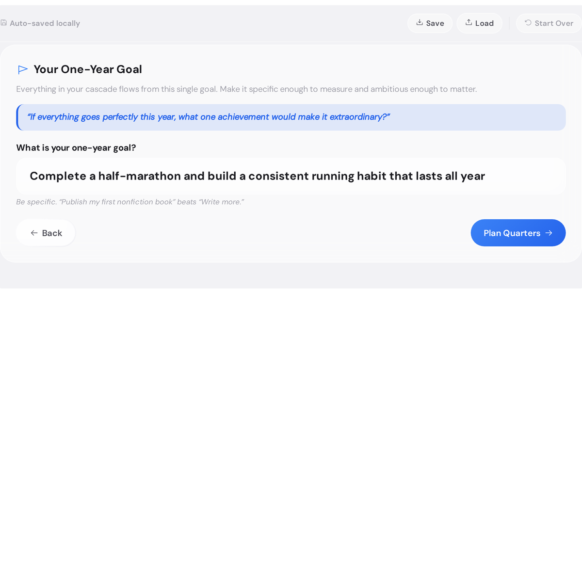 Goal Cascading Planner - free interactive planning tool