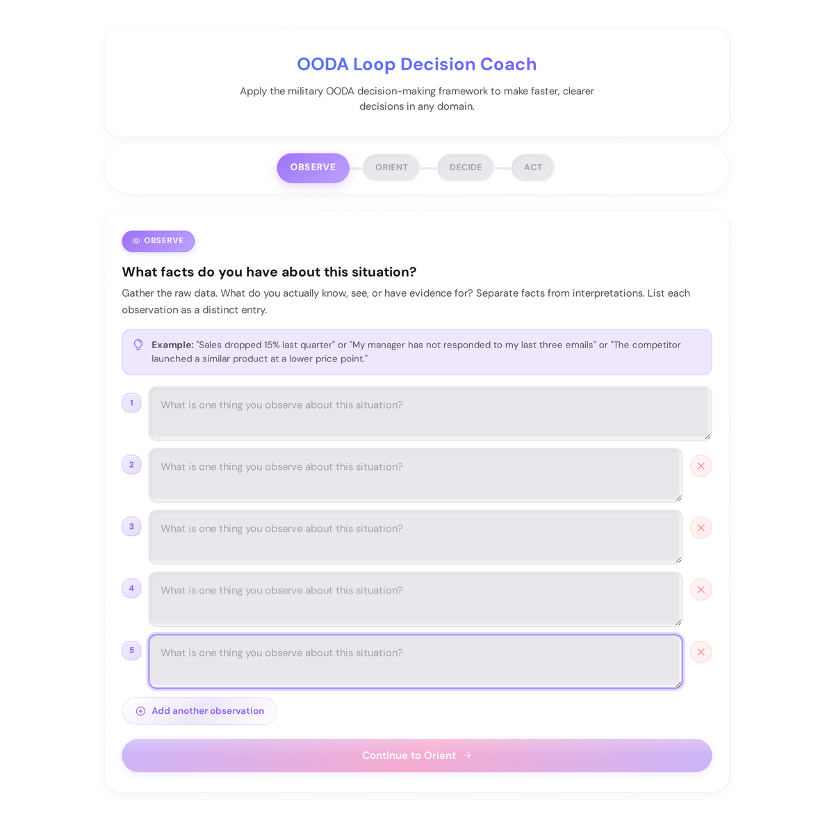 OODA Loop Decision Coach - free interactive planning tool