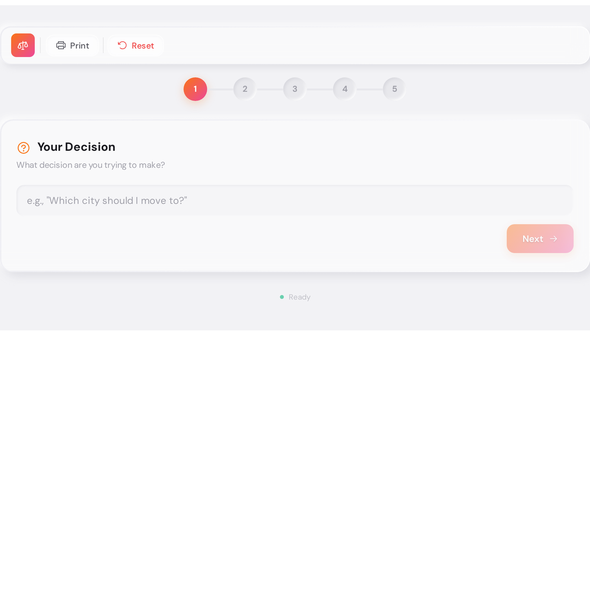 Free Weighted Decision Matrix - Compare Options with Sensitivity Analysis 1 Weighted decision matrix step 1: type your decision question into the text field to begin