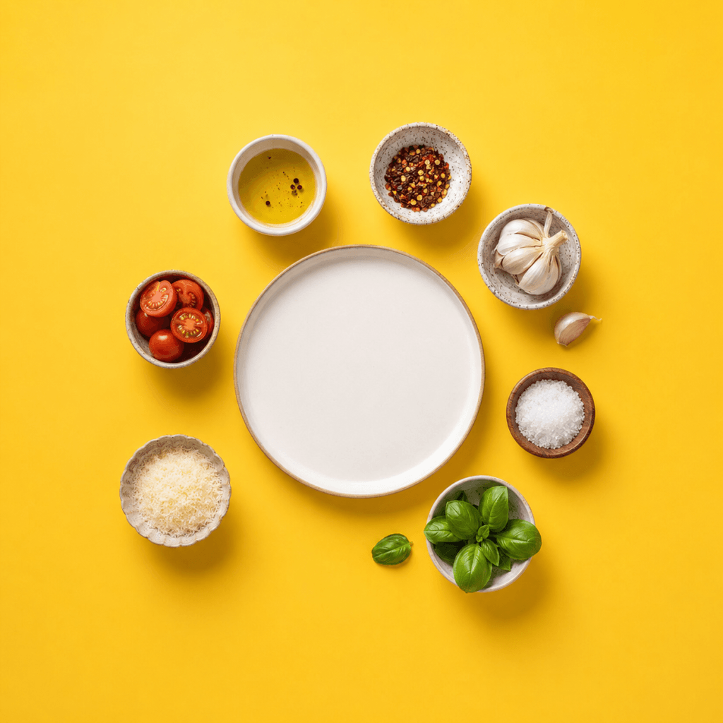 Goal setting frameworks: how to pick the best parts (2026) - single arrangement of cooking ingredients in small bowls around one empty plate
