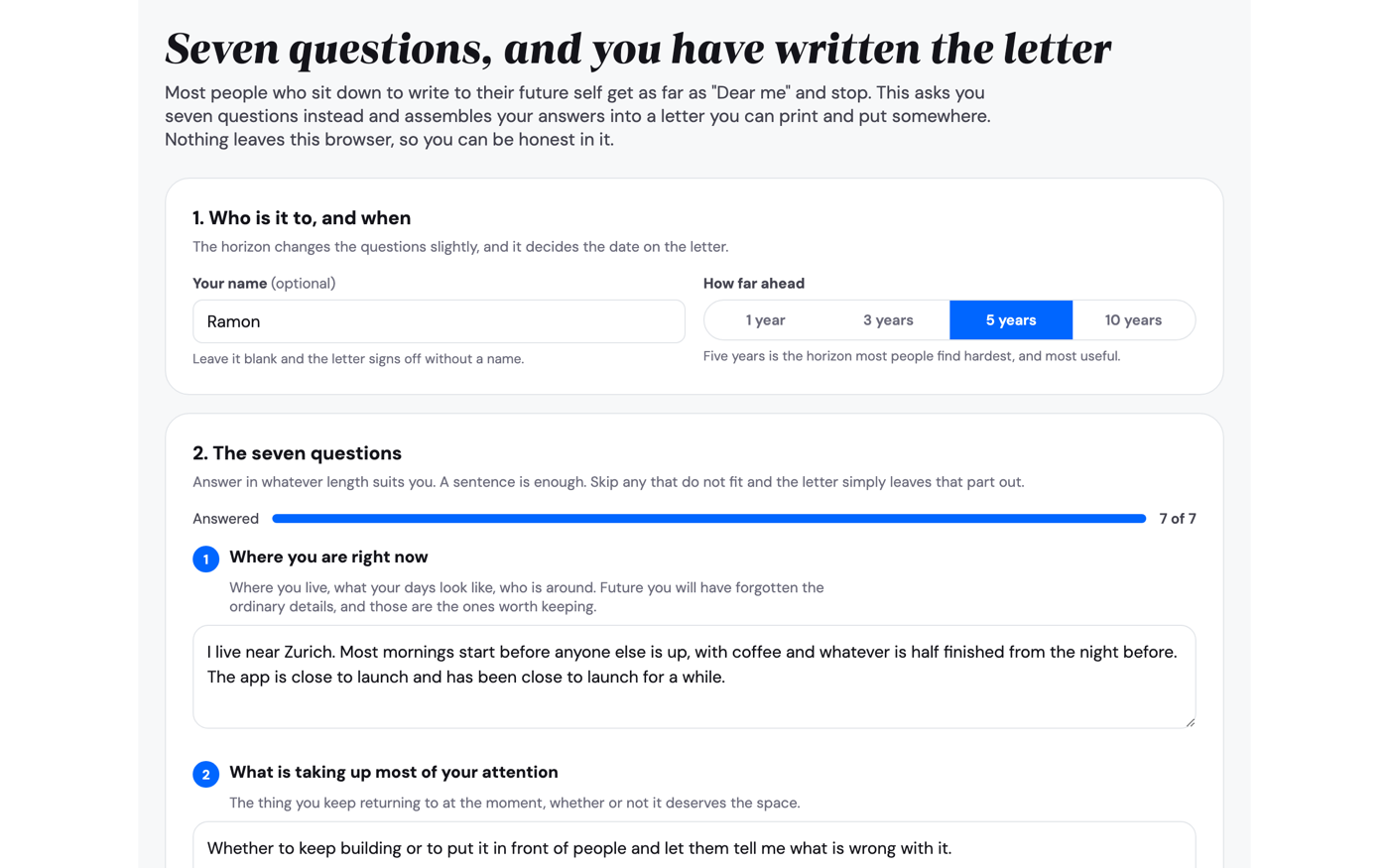 Future Self Letter - free interactive planning tool