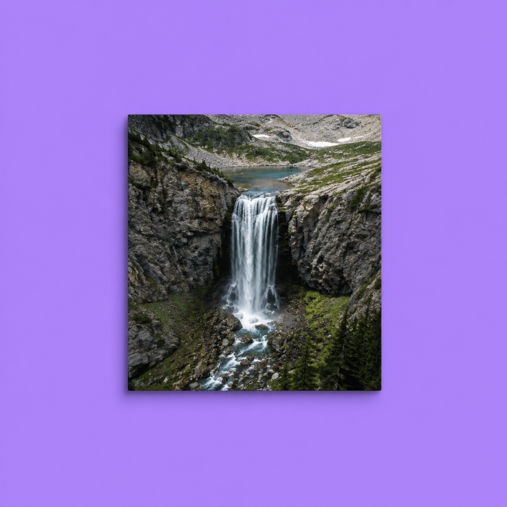 Goal Cascade Explained: Summit Goal to Today’s Action (2026) - single tiered waterfall flowing from a high mountain pool down to a small stream