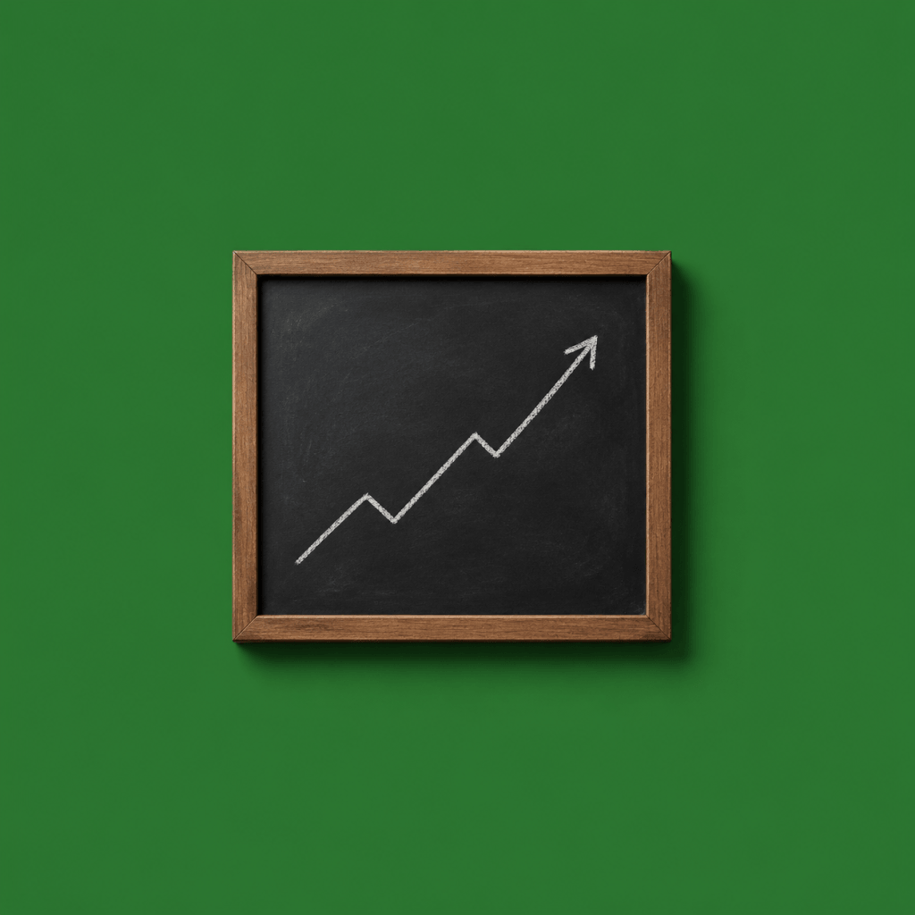 Goal Setting Theory: Locke & Latham Explained (2026) - single framed chalkboard with a simple rising line drawn in chalk