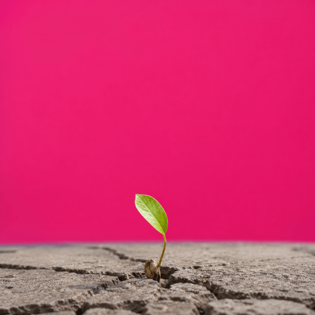 Tiny Habits Explained: BJ Fogg’s Behavior Change Method (2026) - single tiny seed sprouting one small green leaf in a crack of pavement