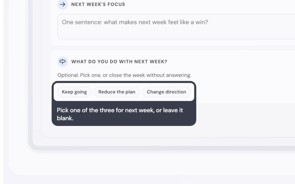 Pick one of the three for next week, or leave it blank.