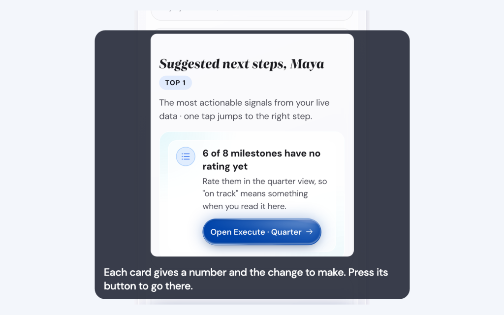 Each card gives a number and the change to make. Press its button to go there.