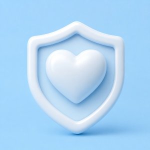 Keep your data safe in the Life Goals App: a heart shape nested inside a rounded shield
