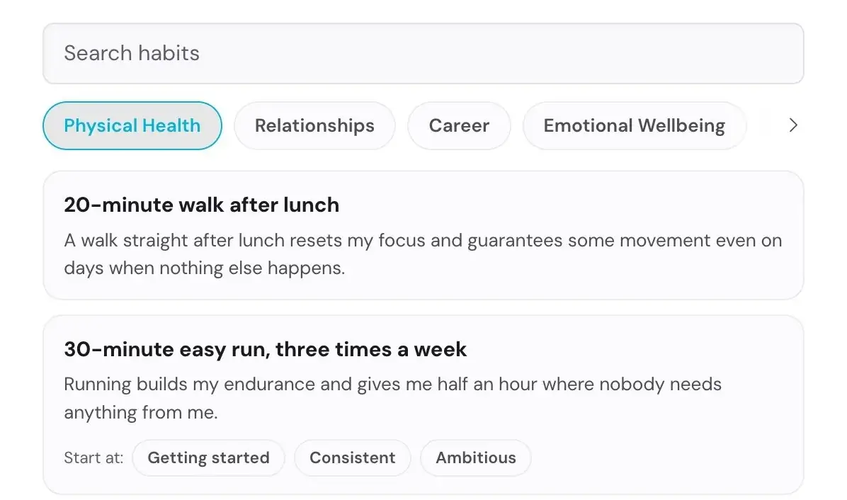 The habit library: examples for each life area