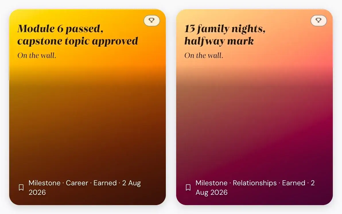 Two cards from the Wall of Wins