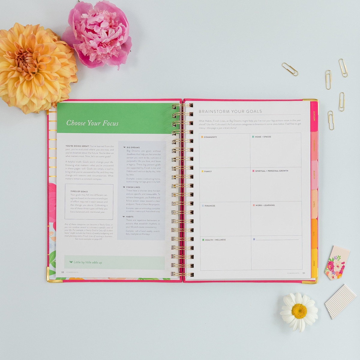 Best Goal Planners for 2027: Paper, Tablet and App 3 PowerSheets planner open at the Choose Your Focus spread