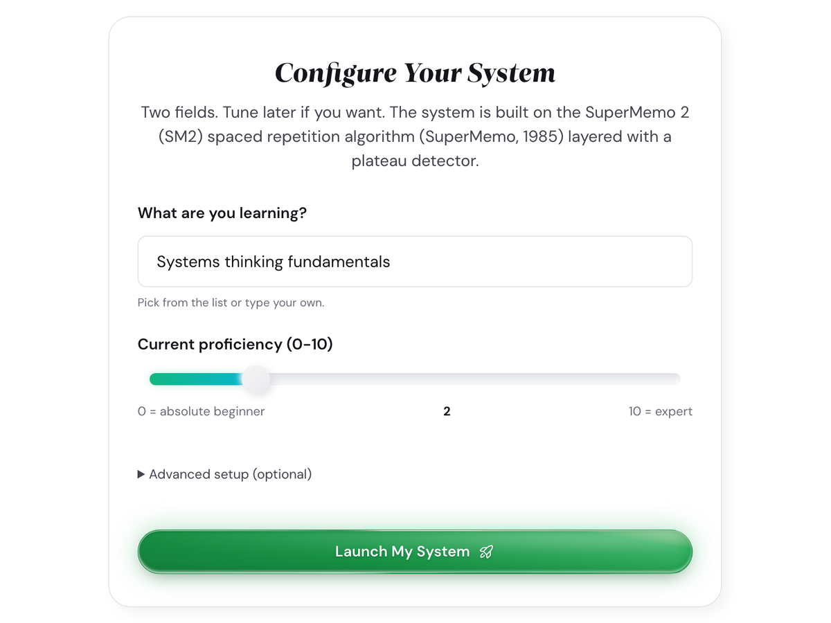 Learning Acceleration System 2 Learning Acceleration System setup screen with the skill name and the proficiency slider