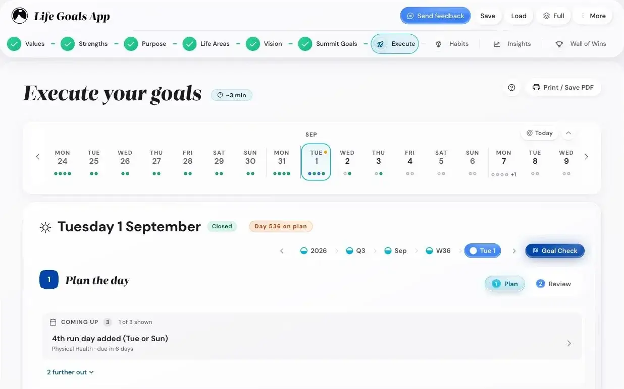 The Today screen of the app